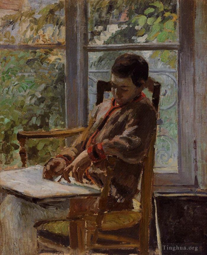 Camille Pissarro Peinture à l'huile - Lucien Pissarro dans un intérieur