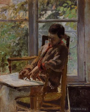Camille Pissarro œuvres - Lucien Pissarro dans un intérieur