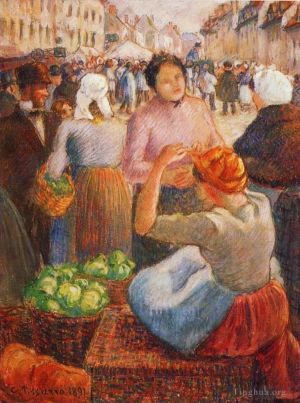 Camille Pissarro œuvres - Marché de Gisors 1891