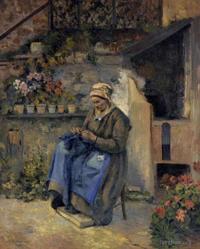 Camille Pissarro Peinture à l'huile - Mère joyeuse 1874