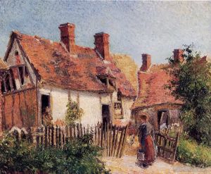 Camille Pissarro œuvres - Maisons anciennes à Eragny 1884