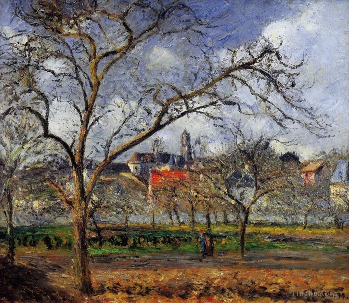 Camille Pissarro Peinture à l'huile - Sur verger à Pontoise en hiver 1877