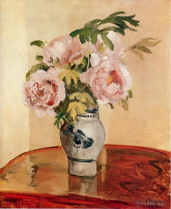 Camille Pissarro Peinture à l'huile - Pivoines roses 1873