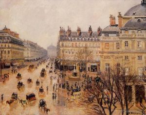 Camille Pissarro œuvres - Place du théâtre français effet pluie