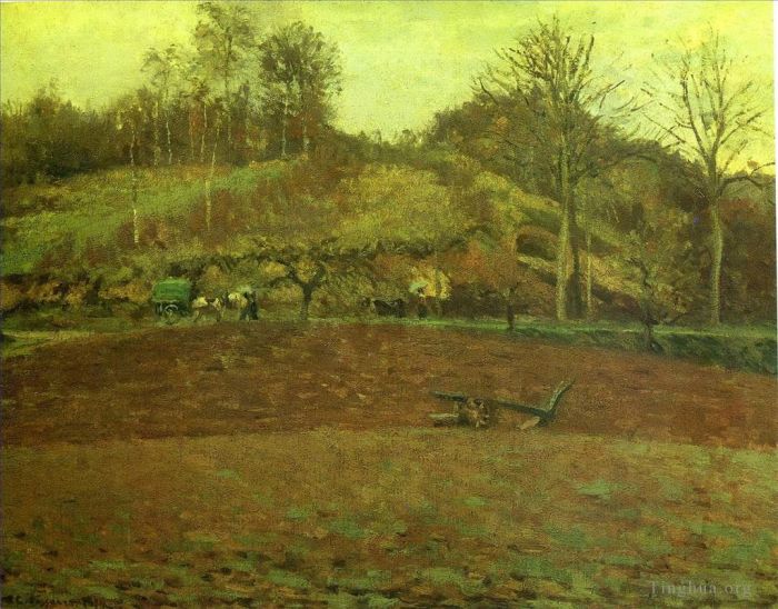 Camille Pissarro Peinture à l'huile - Terre labourée 1874