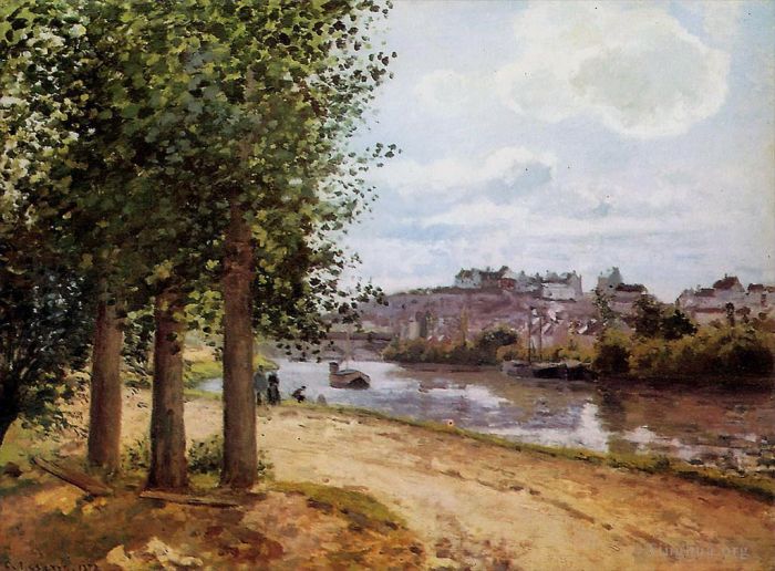 Camille Pissarro Peinture à l'huile - Pontoise bords de l'oise 1872