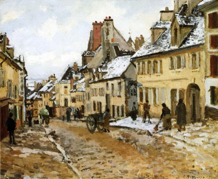 Camille Pissarro Peinture à l'huile - Pontoise la route de gisors en hiver 1873