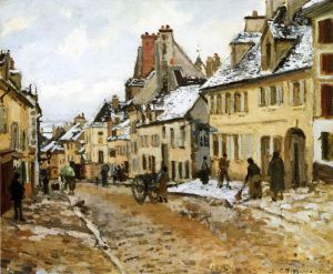 Camille Pissarro œuvres - Pontoise la route de gisors en hiver 1873