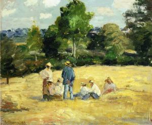 Camille Pissarro œuvres - Moissonneuses au repos montfoucault 1875
