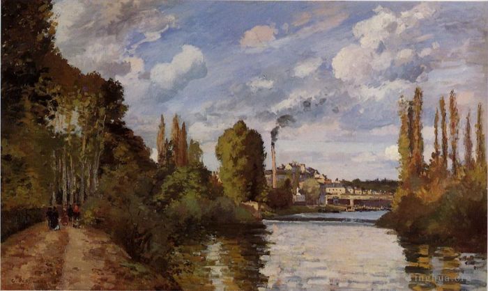 Camille Pissarro Peinture à l'huile - Bords de rivière à Pontoise 1872