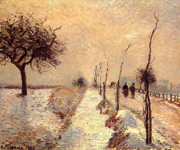Camille Pissarro Peinture à l'huile - Route à Eragny hiver 1885