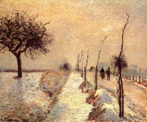 Camille Pissarro œuvres - Route à Eragny hiver 1885
