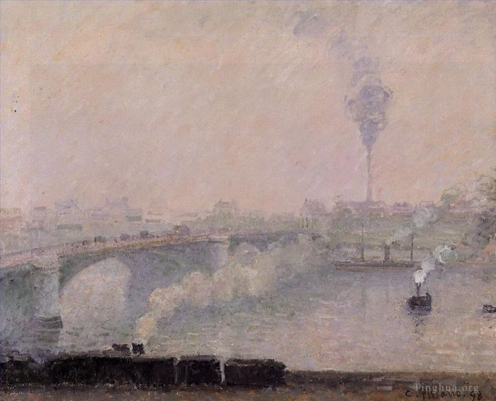 Camille Pissarro Peinture à l'huile - Effet de brouillard Rouen 1898