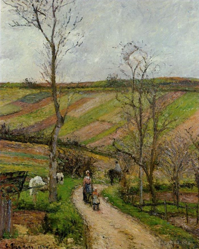 Camille Pissarro Peinture à l'huile - Route du fond à l'ermitage pontoise 1877