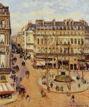 Camille Pissarro œuvres - Rue Saint Honoré effet soleil du matin place du théâtre français 1898