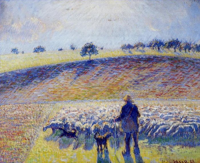 Camille Pissarro Peinture à l'huile - Berger et mouton 1888