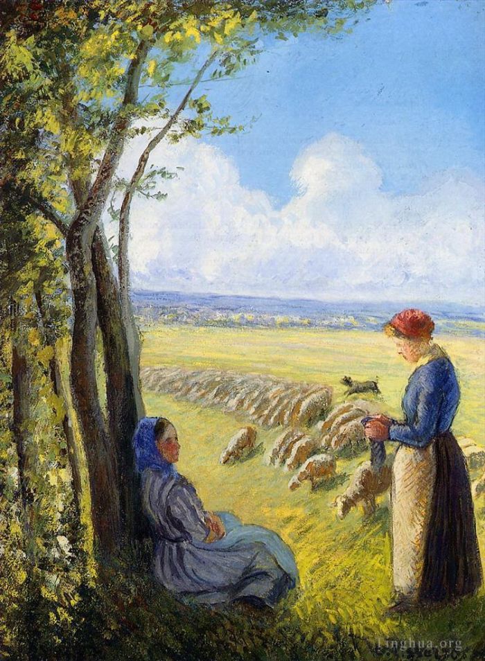 Camille Pissarro Peinture à l'huile - Bergères