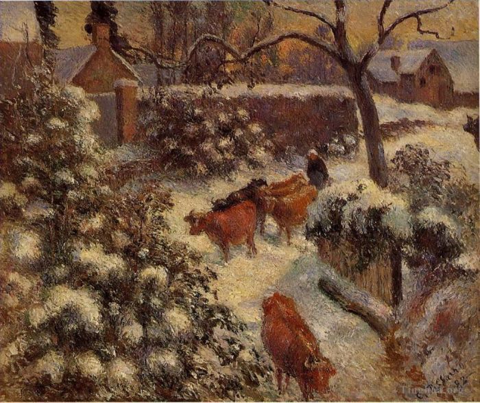 Camille Pissarro Peinture à l'huile - Effet neige à montfoucault 1882