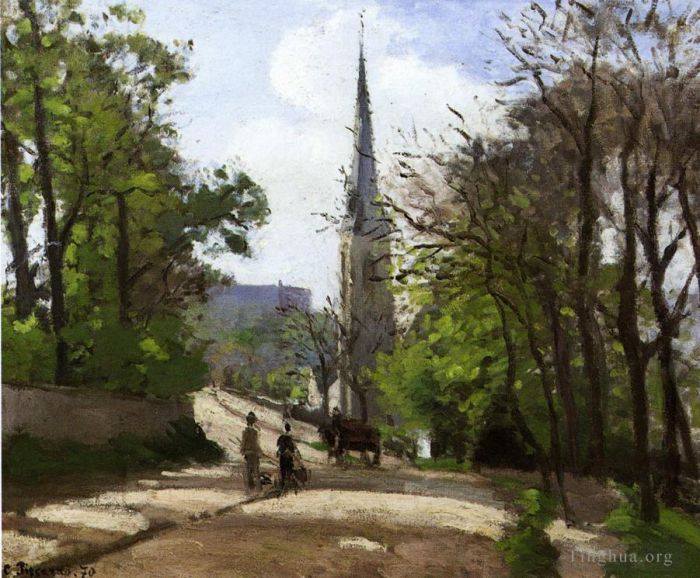 Camille Pissarro Peinture à l'huile - L'église St Stephen Lower Norwood 1870