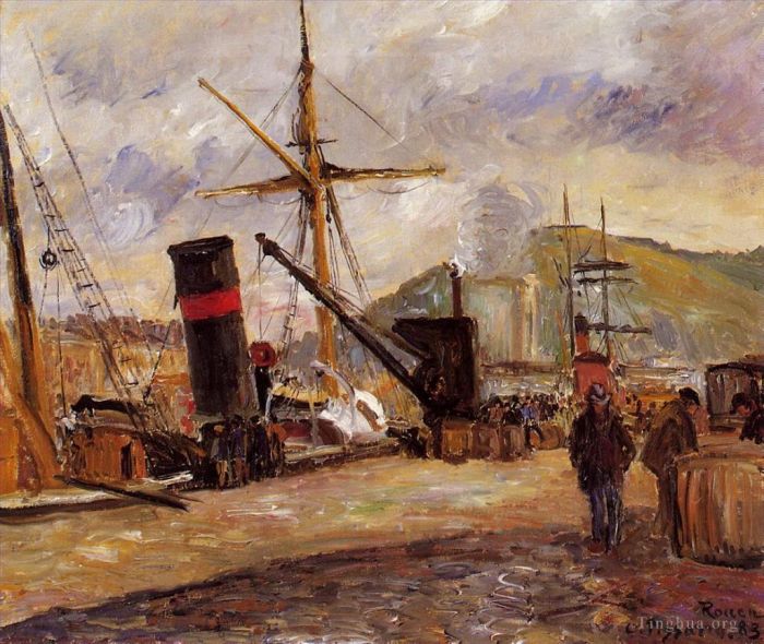 Camille Pissarro Peinture à l'huile - Bateaux à vapeur 1883