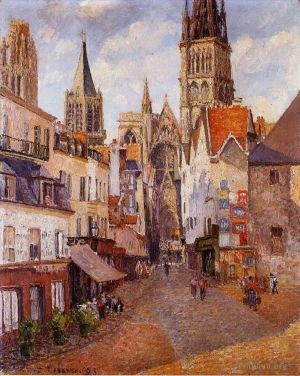 Camille Pissarro œuvres - Soleil après midi la rue de l epicerie rouen 1898