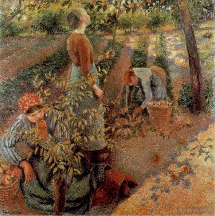 Camille Pissarro Peinture à l'huile - Les cueilleurs de pommes 1886