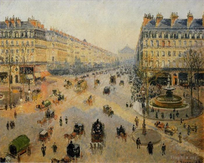 Camille Pissarro Peinture à l'huile - L'avenue de l'opéra paris soleil matin d'hiver