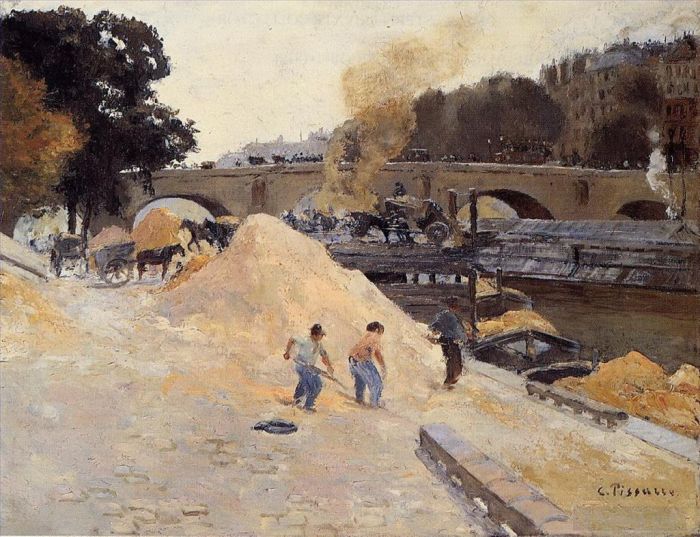 Camille Pissarro Peinture à l'huile - Les bords de seine à paris pont marie quai d'anjou