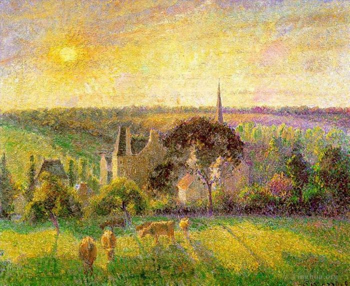 Camille Pissarro Peinture à l'huile - L'église et la ferme d'Eragny 1895