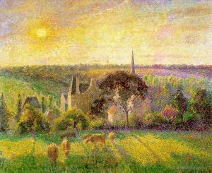 Camille Pissarro œuvres - L'église et la ferme d'Eragny 1895