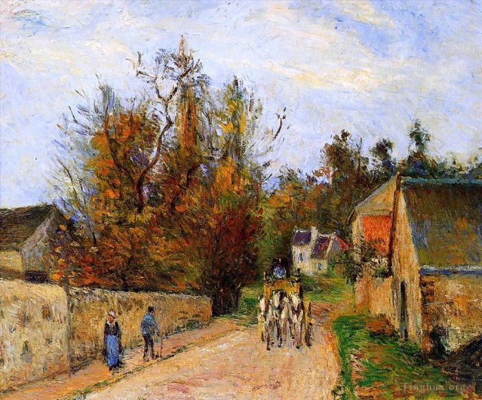 Camille Pissarro Peinture à l'huile - La diligence 1877