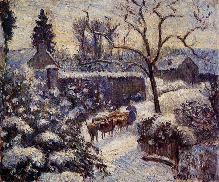Camille Pissarro Peinture à l'huile - L'effet de la neige à Montfoucault 1891