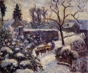 Camille Pissarro œuvres - L'effet de la neige à Montfoucault 1891
