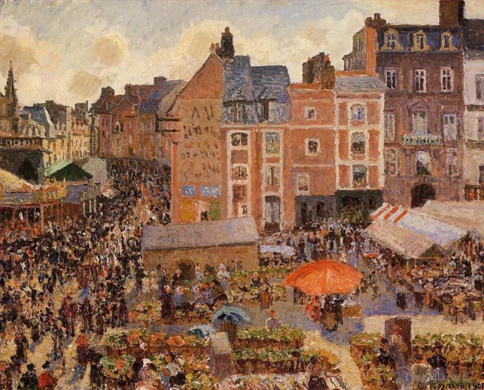 Camille Pissarro Peinture à l'huile - La foire de Dieppe après midi ensoleillée 1901