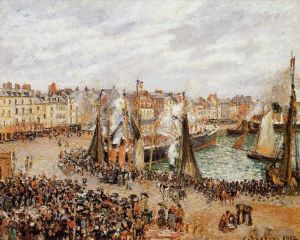 Camille Pissarro œuvres - La criée dieppe temps gris matin 1902