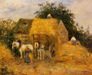 Camille Pissarro œuvres - La charrette à foin montfoucault 1879