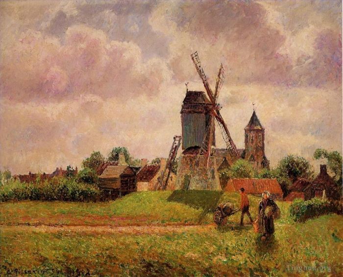 Camille Pissarro Peinture à l'huile - Le moulin à vent de Kkke en Belgique
