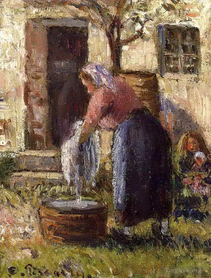 Camille Pissarro Peinture à l'huile - La blanchisseuse