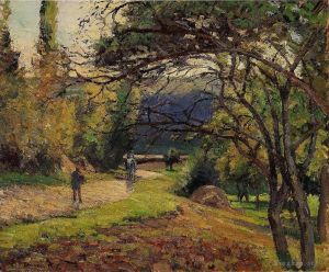 Camille Pissarro œuvres - Le petit pont pontoise 1875