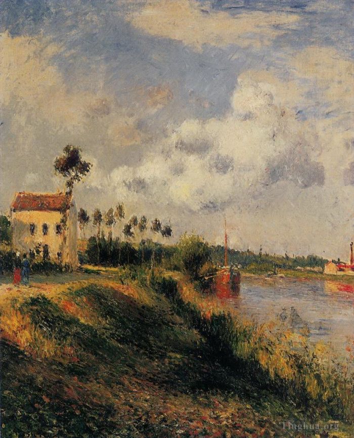 Camille Pissarro Peinture à l'huile - Le chemin de halage pontoise 1879