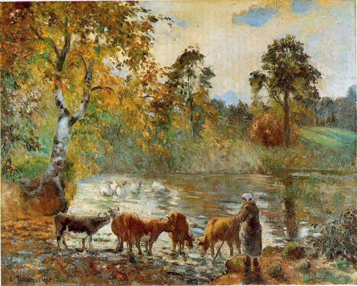 Camille Pissarro Peinture à l'huile - L'étang de montfoucault 1875