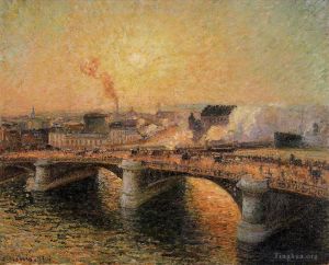 Camille Pissarro œuvres - Le pont Boieldieu Rouen coucher de soleil 1896