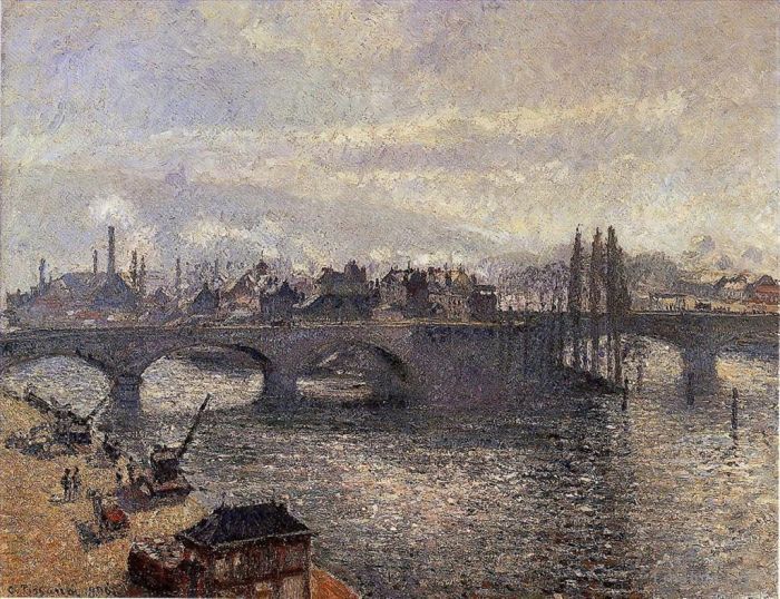 Camille Pissarro Peinture à l'huile - Le pont corneille rouen effet matin 1896