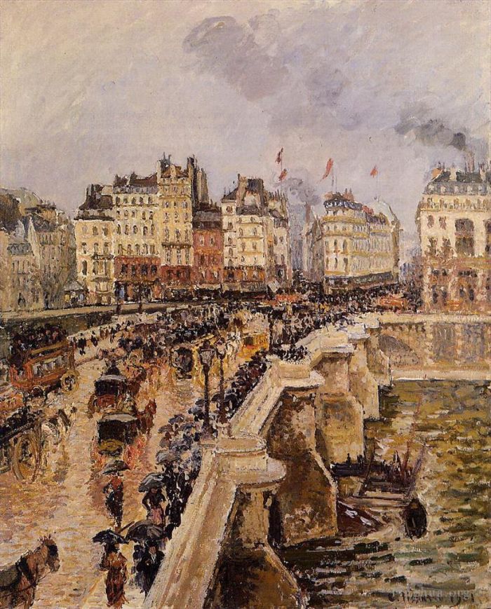 Camille Pissarro Peinture à l'huile - Le pont neuf après midi pluvieux 1901