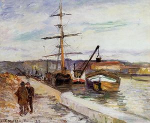 Camille Pissarro œuvres - Le port de Rouen 1883
