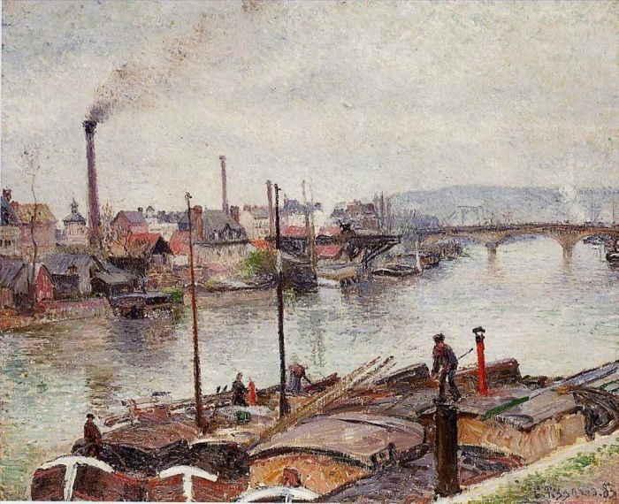 Camille Pissarro Peinture à l'huile - Le port de Rouen 2 1883