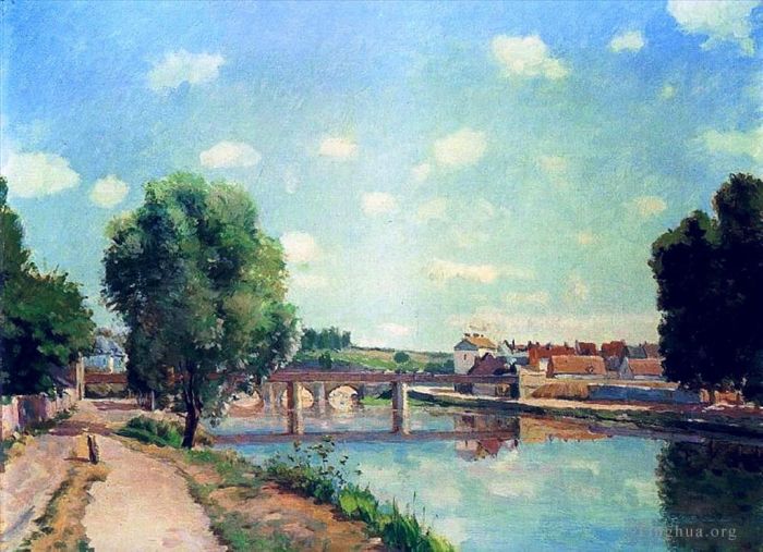 Camille Pissarro Peinture à l'huile - Le pont ferroviaire pontoise