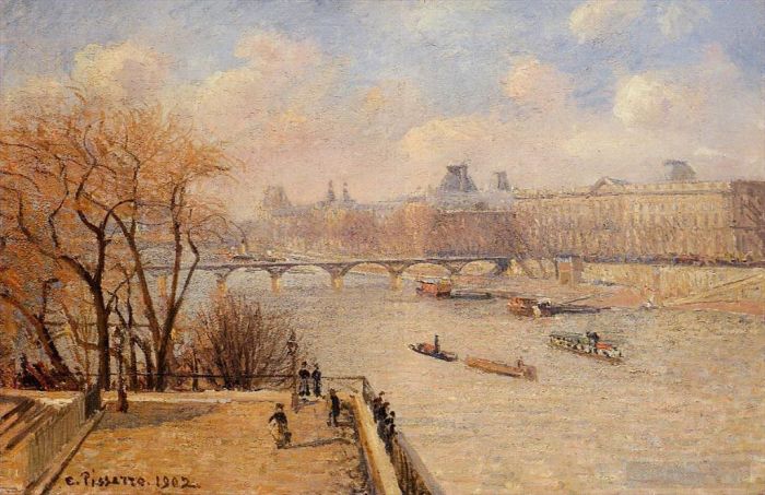 Camille Pissarro Peinture à l'huile - La terrasse surélevée du pont neuf 1902