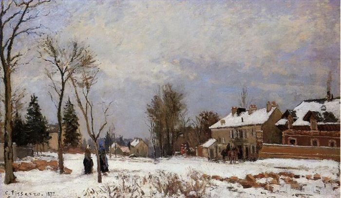Camille Pissarro Peinture à l'huile - La route de Versailles à Saint Germain Louveciennes effet neige 1872