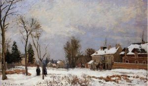 Camille Pissarro œuvres - La route de Versailles à Saint Germain Louveciennes effet neige 1872